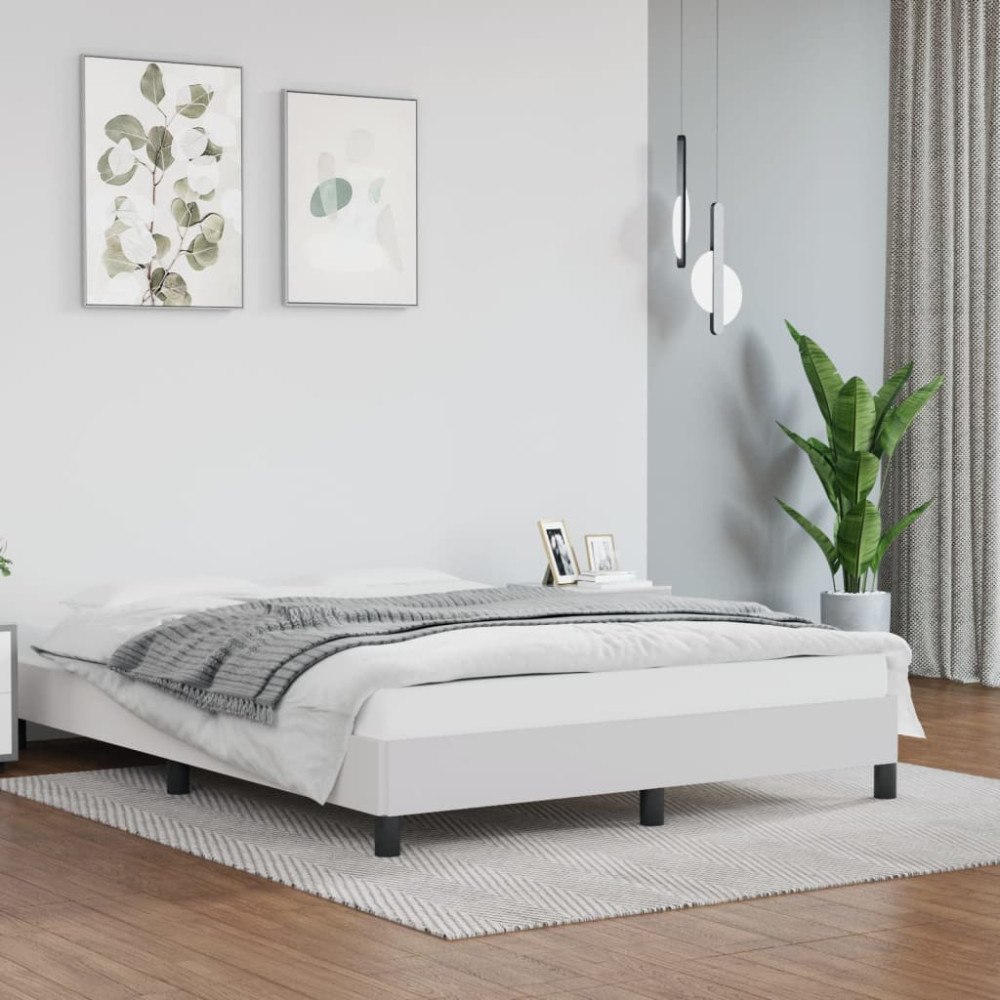vidaXL Sängram vit 140x190 cm konstläder
