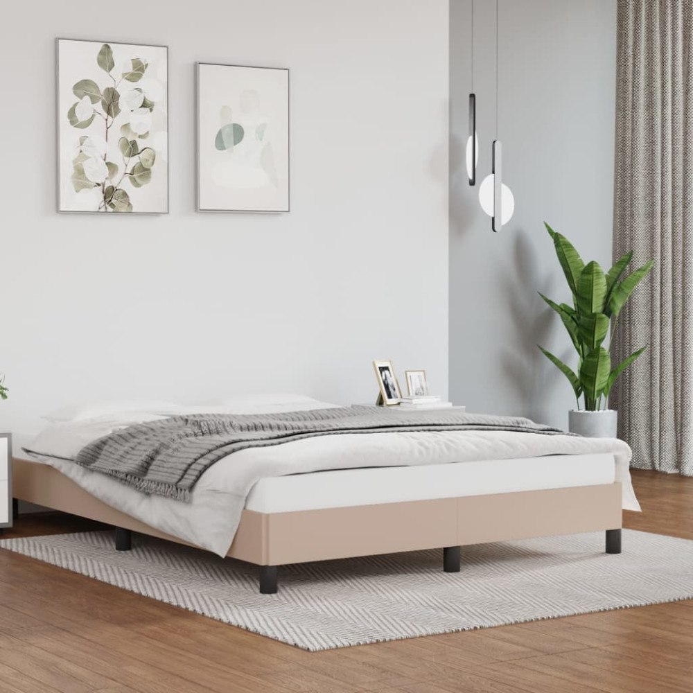 vidaXL Sängram cappuccino 140x190 cm konstläder