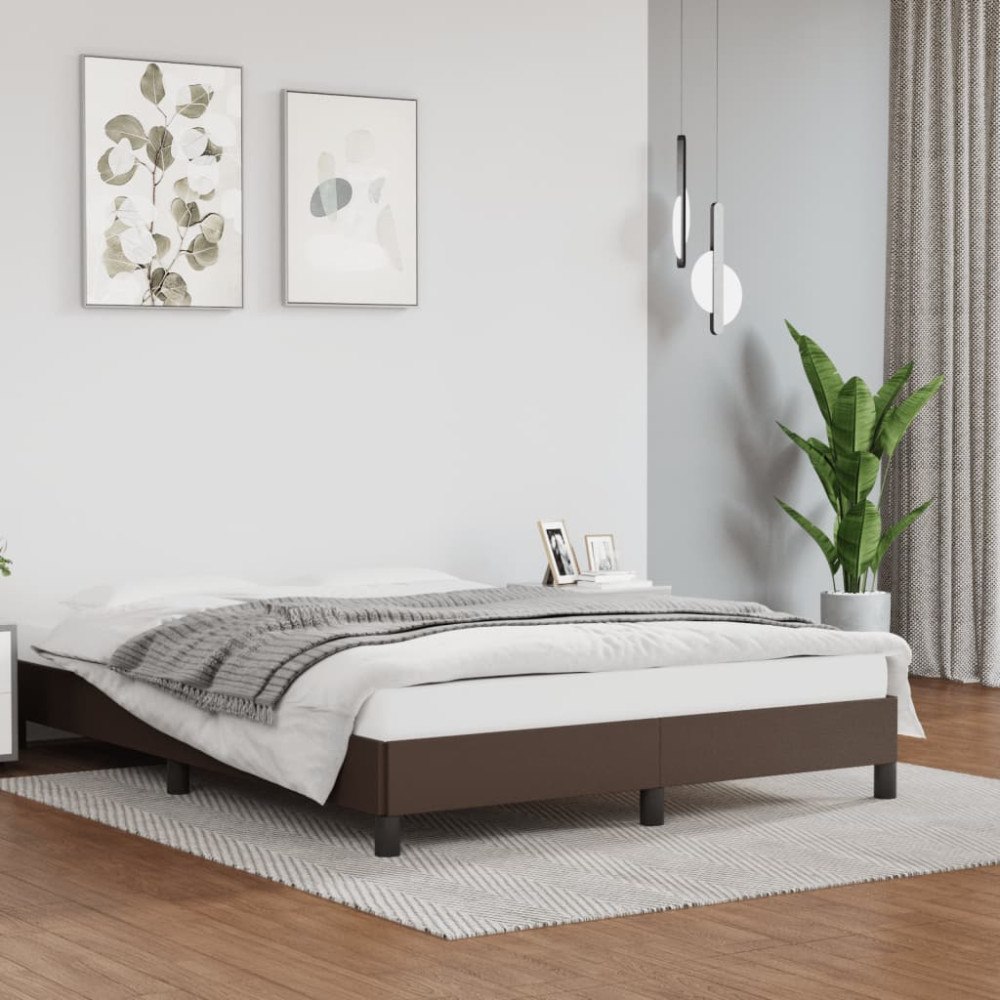 vidaXL Sängram brun 140x200 cm konstläder