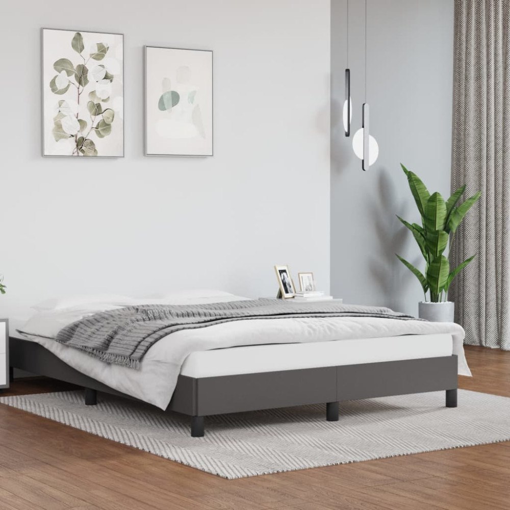 vidaXL Sängram grå 140x200 cm konstläder