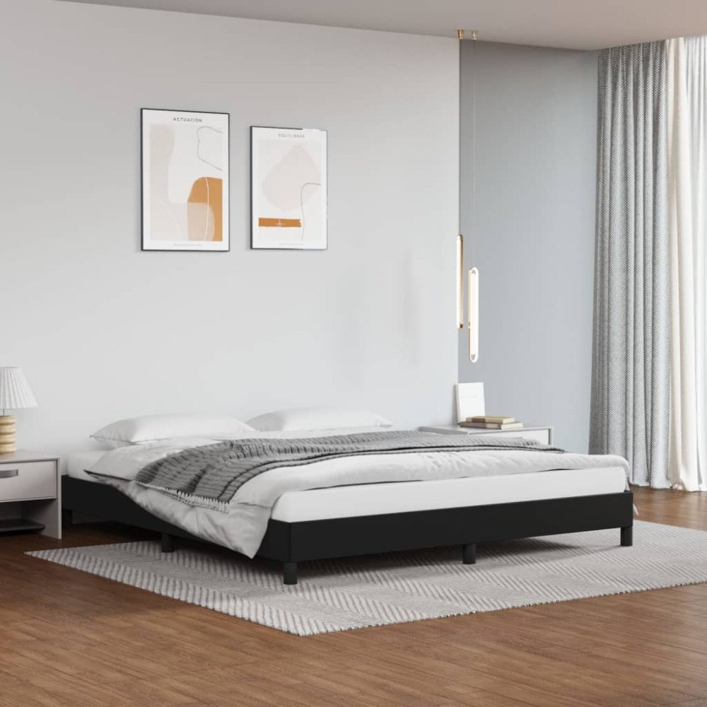 vidaXL Sängram svart 180x200 cm konstläder