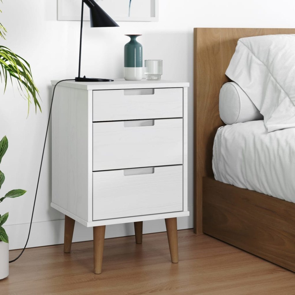 vidaXL Sängbord MOLDE vit 40x35x65 cm massiv furu