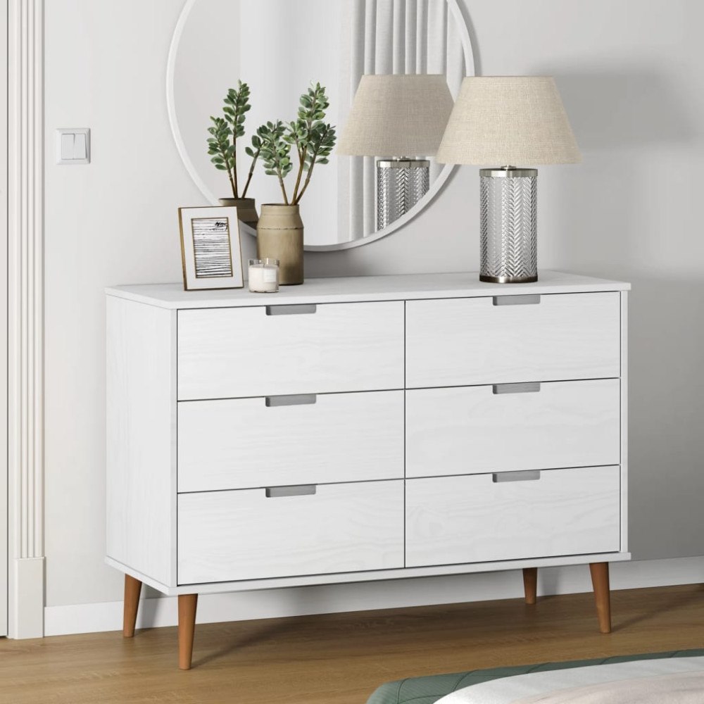 vidaXL Byrå MOLDE vit 113x40x80 cm massiv furu