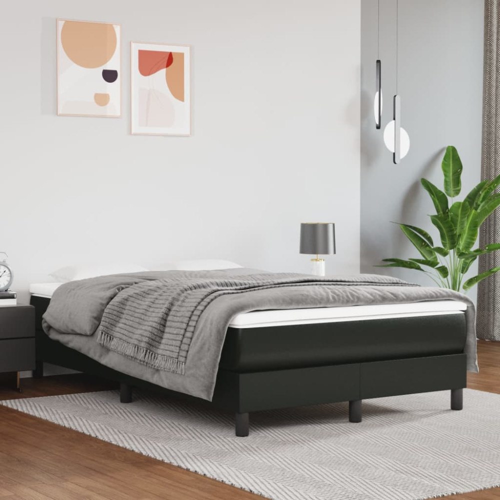 vidaXL Boxspring-sängram svart 120x200 cm konstläder