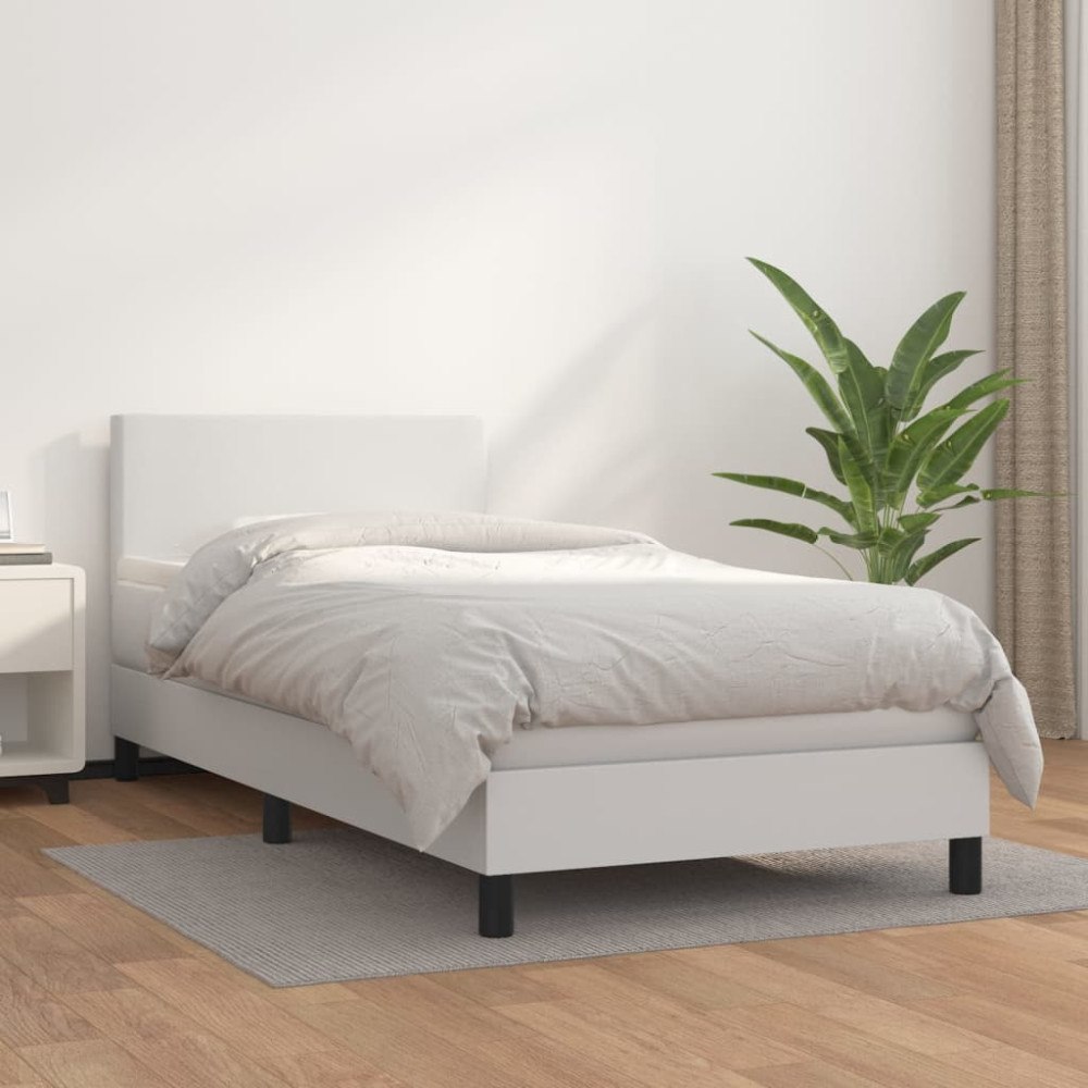 vidaXL Ramsäng med madrass vit 80x200 cm konstläder
