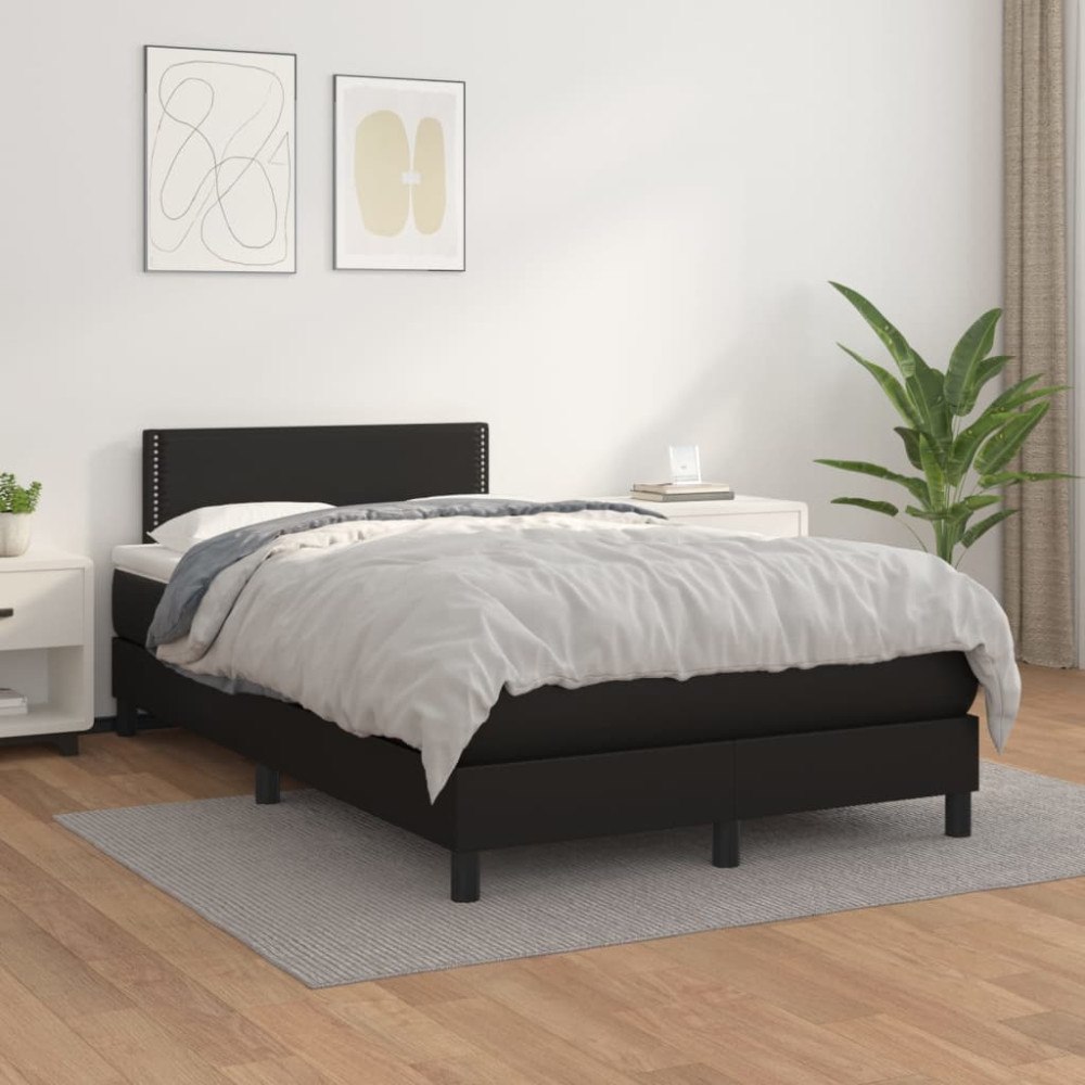vidaXL Ramsäng med madrass svart 120x200 cm konstläder