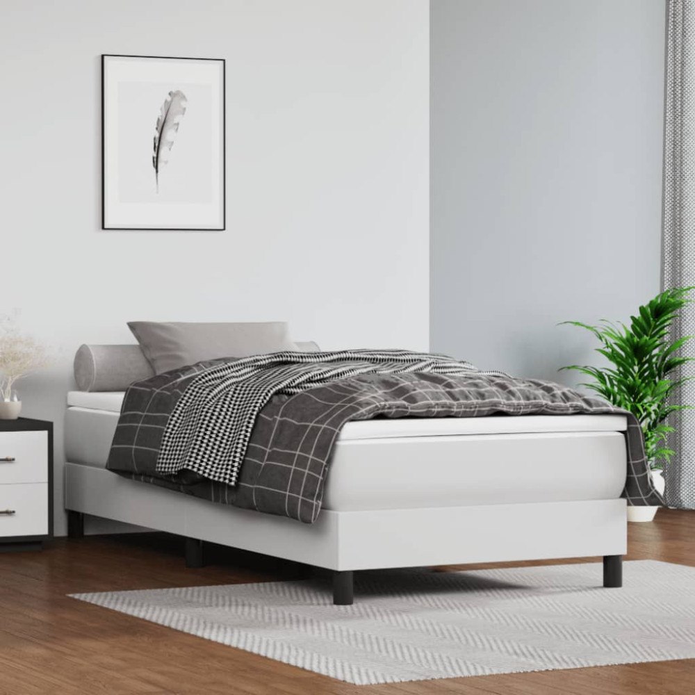 vidaXL Ramsäng med madrass vit 80x200 cm konstläder