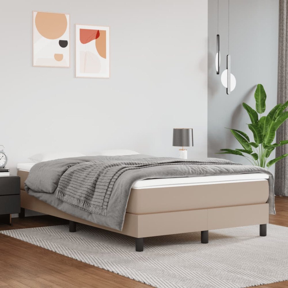vidaXL Ramsäng med bäddmadrass cappuccino 120x200 cm konstläder