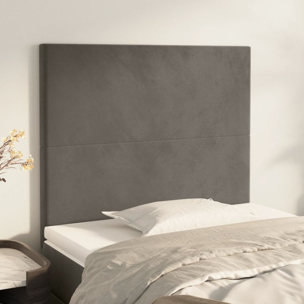 vidaXL Sänggavel mörkgrå 80x5x118/128 cm sammet