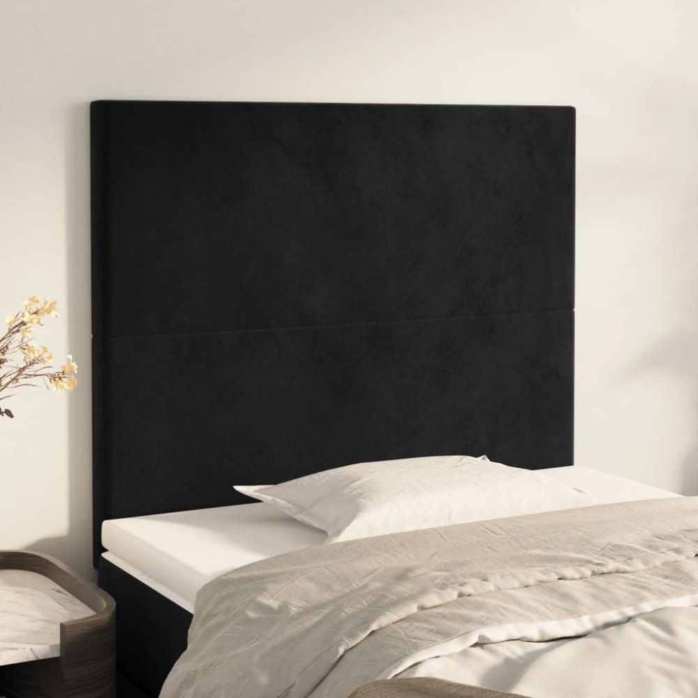 vidaXL Sänggavel svart 80x5x118/128 cm sammet