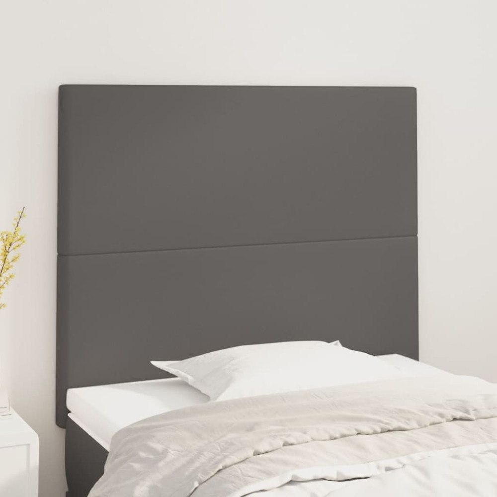 vidaXL Sänggavel grå 80x5x118/128 cm konstläder