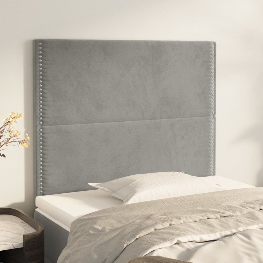 vidaXL Sänggavel ljusgrå 80x5x118/128 cm sammet