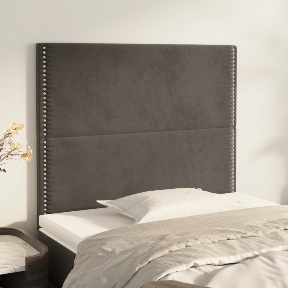 vidaXL Sänggavel mörkgrå 80x5x118/128 cm sammet