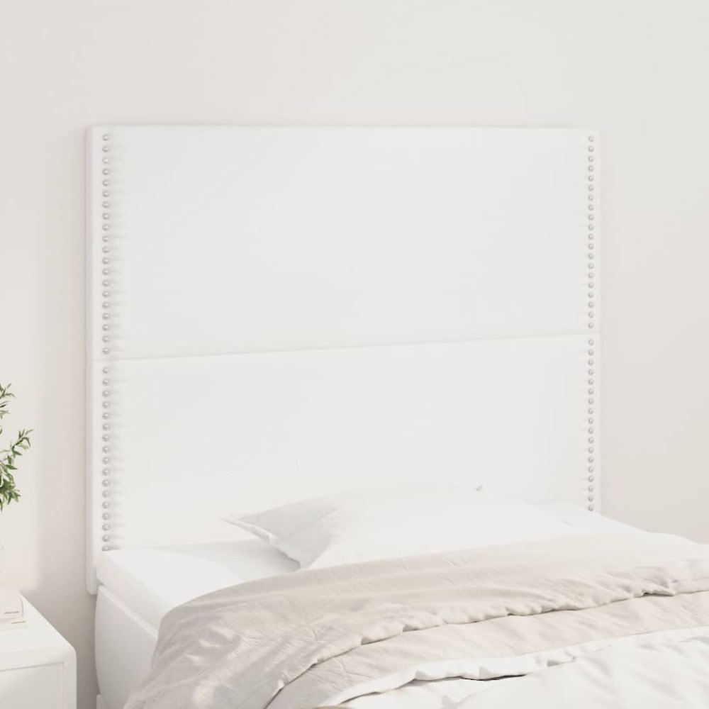 vidaXL Sänggavel vit 80x5x118/128 cm konstläder