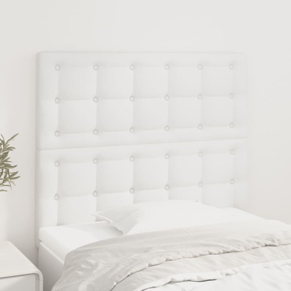 vidaXL Sänggavel vit 80x5x118/128 cm konstläder