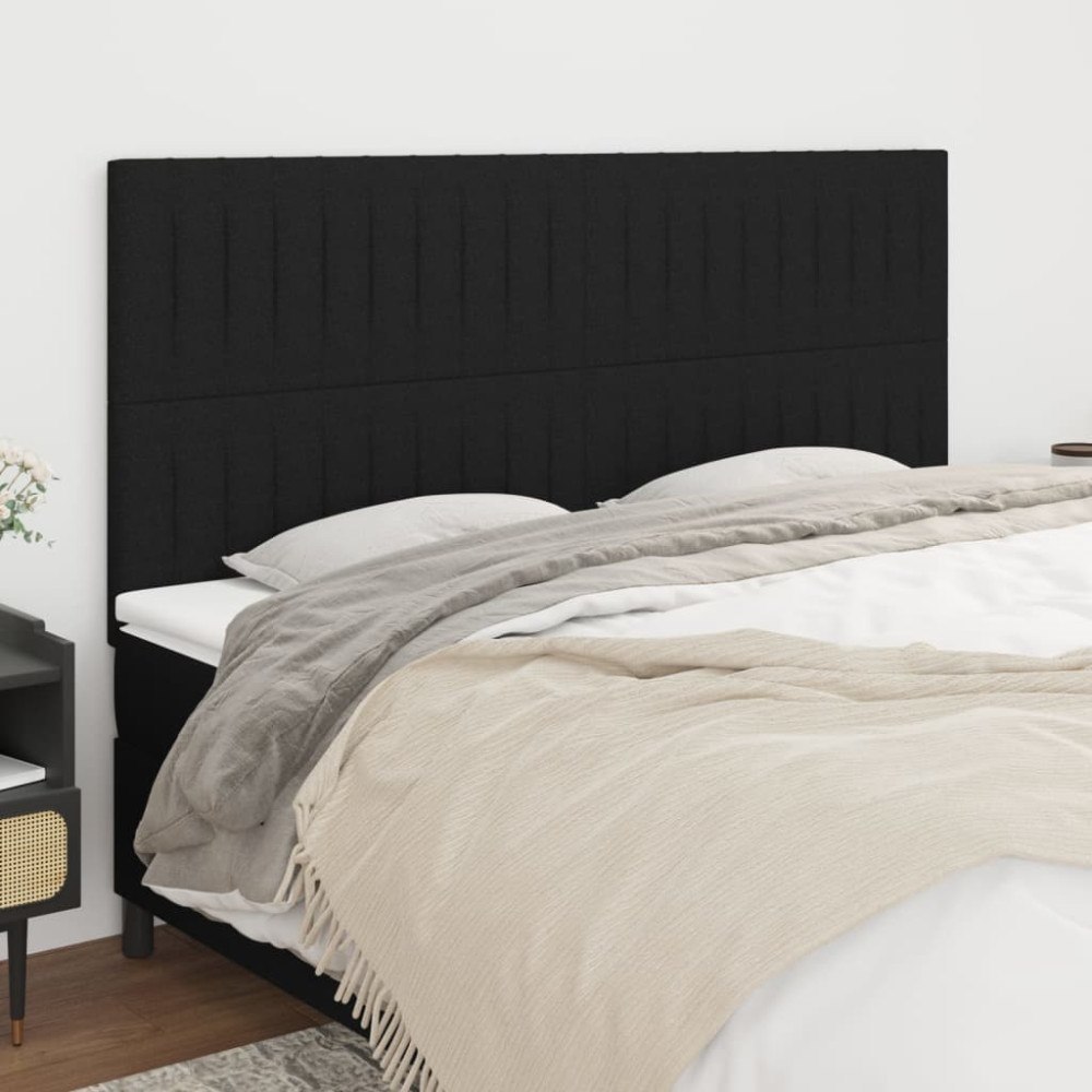 vidaXL Sänggavel svart 200x5x118/128 cm tyg