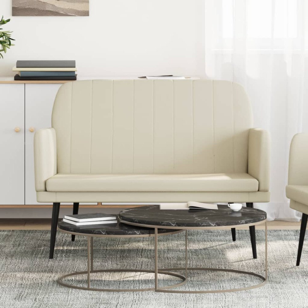vidaXL Bänk gräddvit 107x80x81 cm konstläder