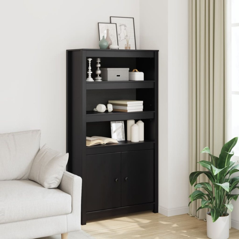 vidaXL Förvaringsskåp svart 80x35x154 cm massiv furu