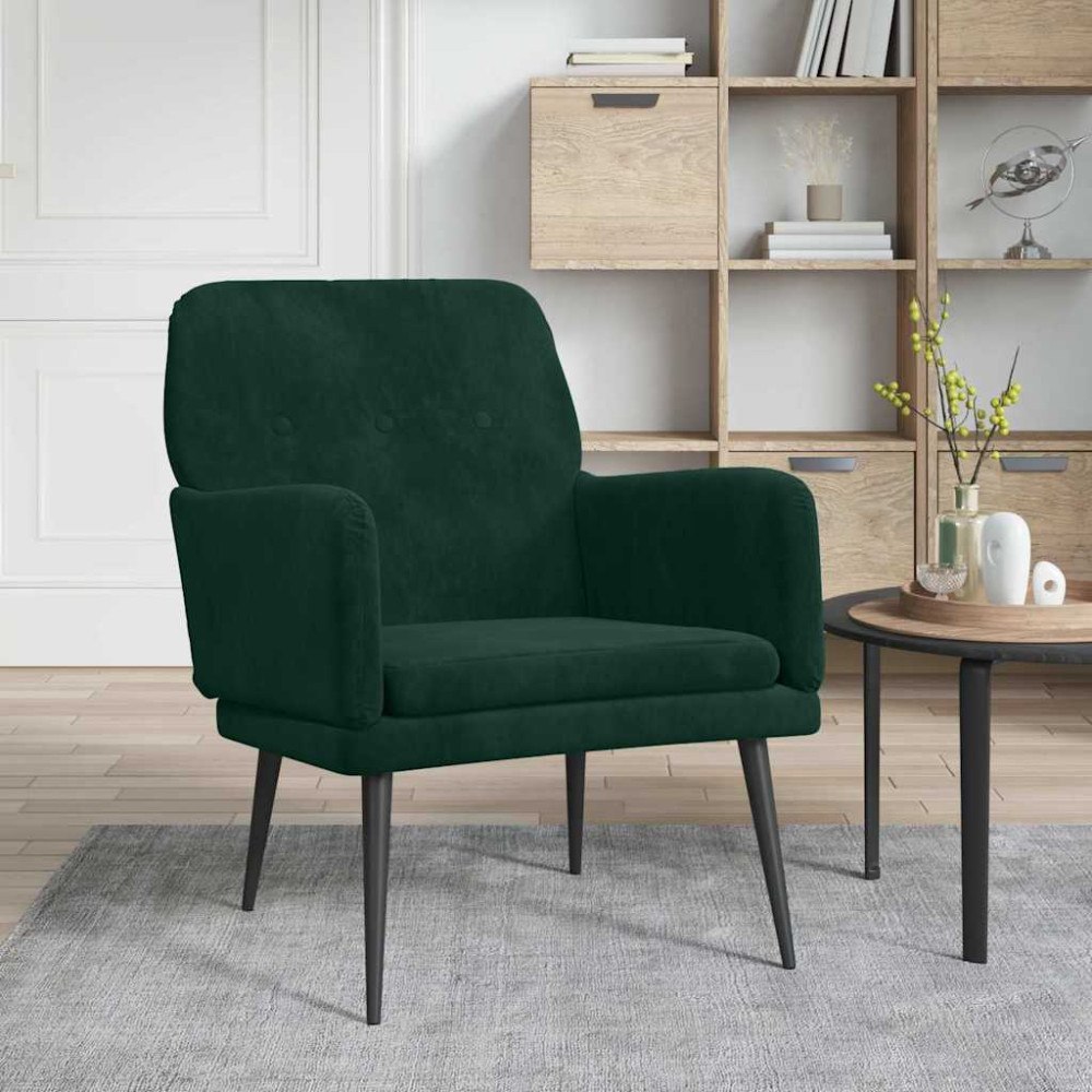 vidaXL Loungestol mörkgrön 62x79x79 cm sammet