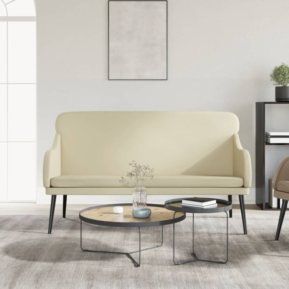 vidaXL Bänk gräddvit 110x76x80 cm konstläder