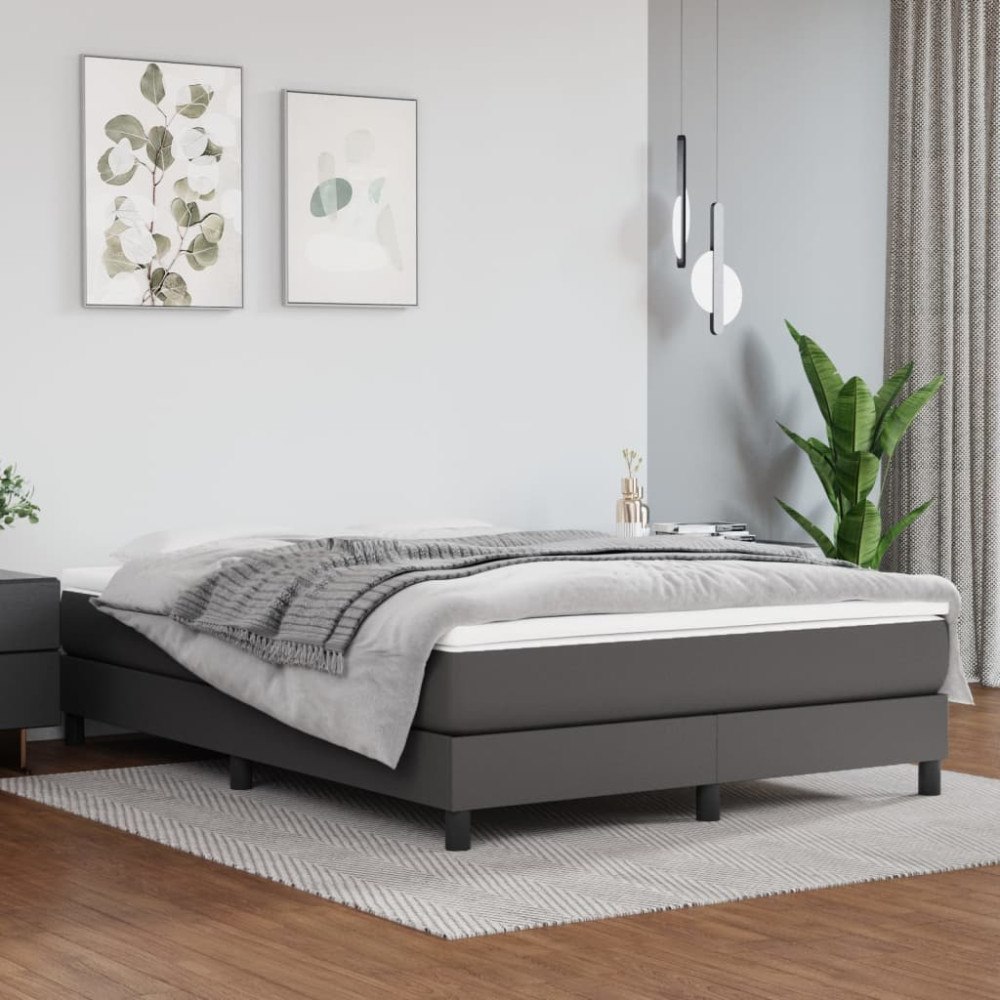 vidaXL Boxspring-sängram grå 140x190 cm konstläder