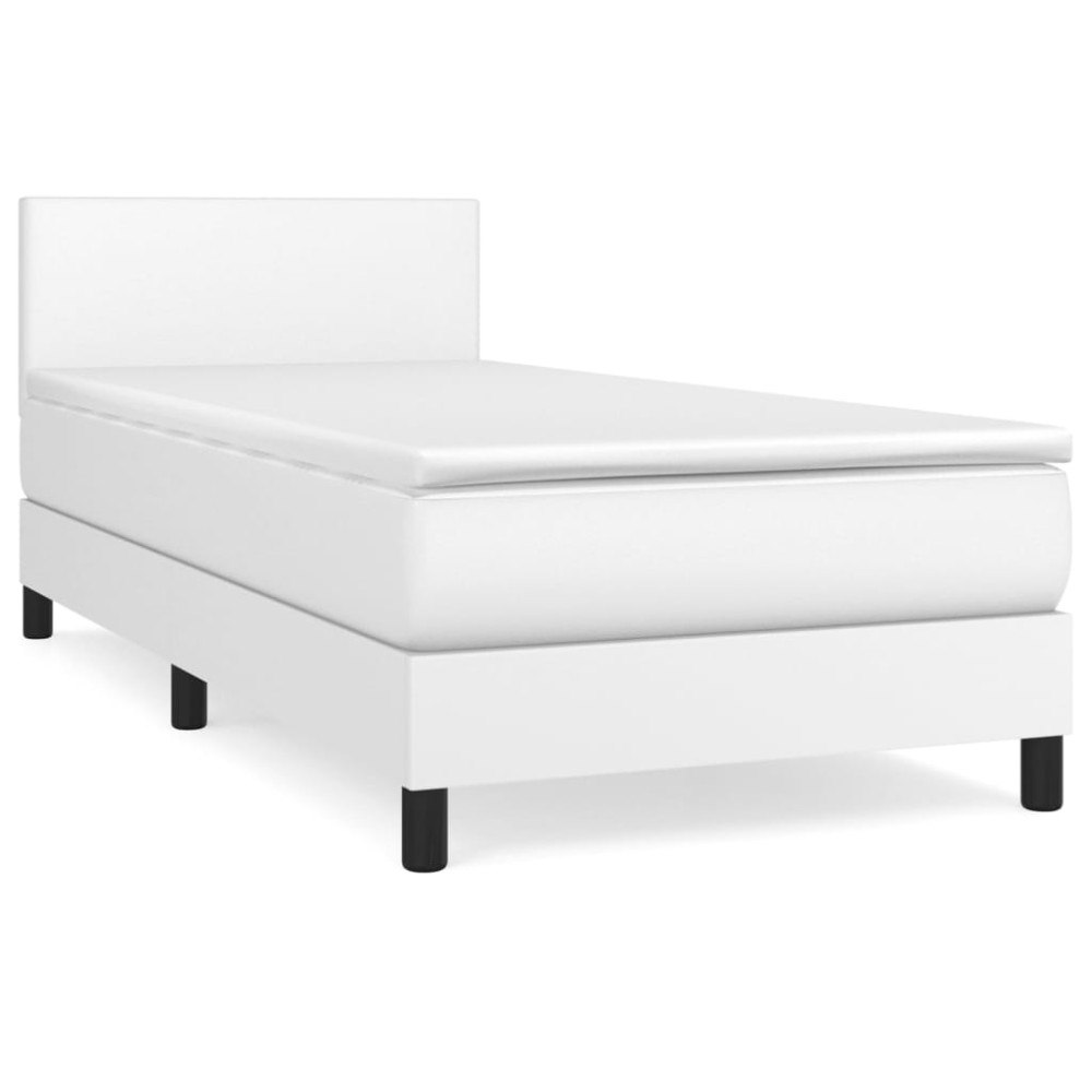 vidaXL Ramsäng med madrass vit 100x200 cm konstläder
