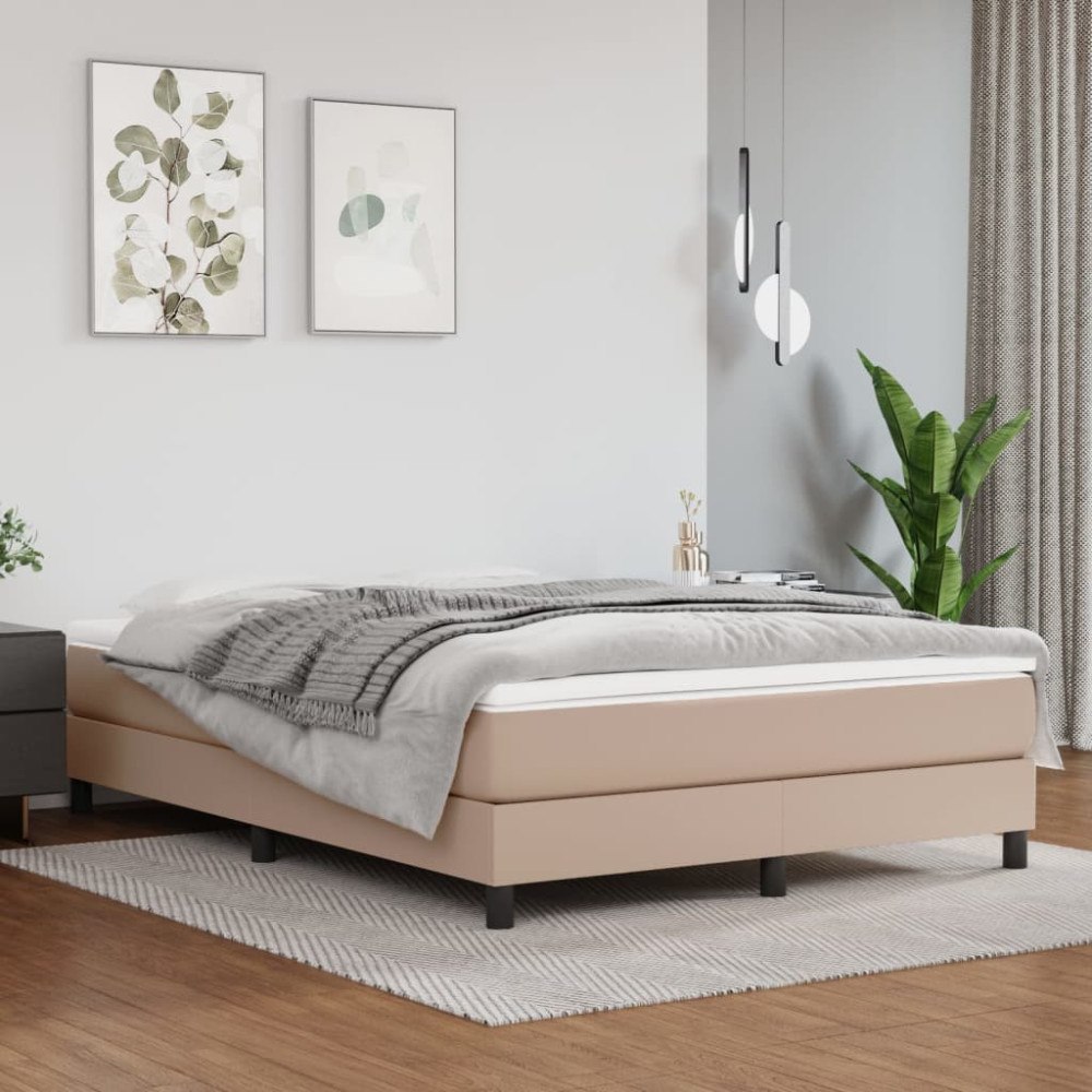 vidaXL Boxspring-sängram cappuccino 140x190 cm konstläder
