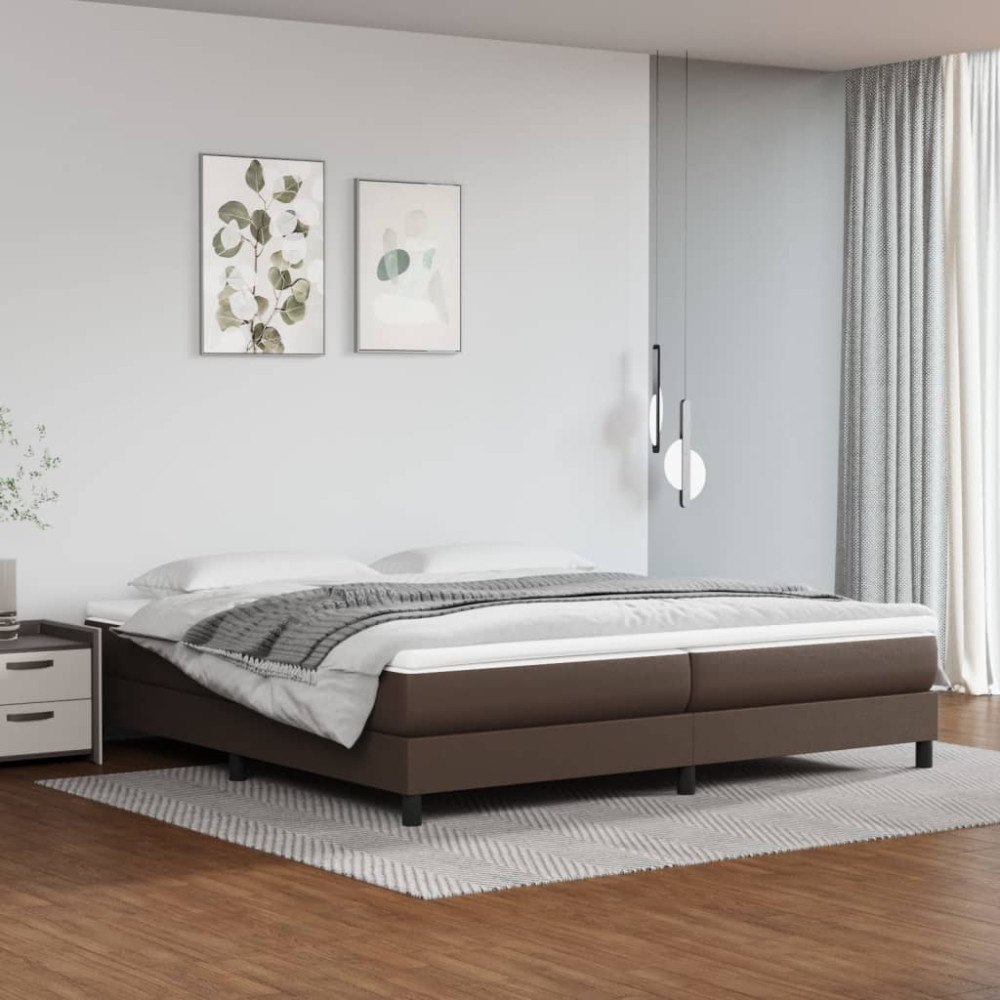 vidaXL Boxspring-sängram brun 200x200 cm konstläder