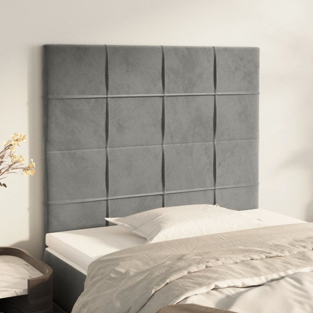 vidaXL Sänggavel ljusgrå 100x5x118/128 cm sammet