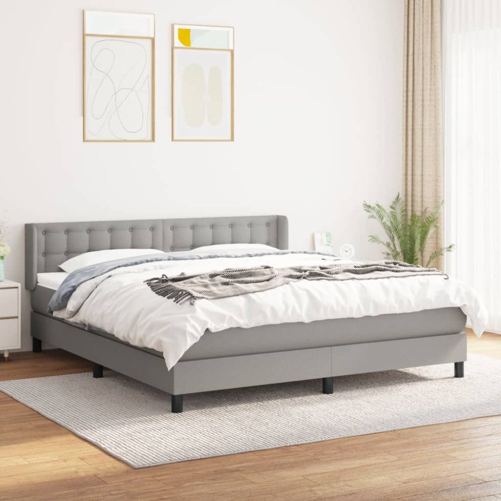 vidaXL Ramsäng med madrass ljusgrå 180x200 cm tyg