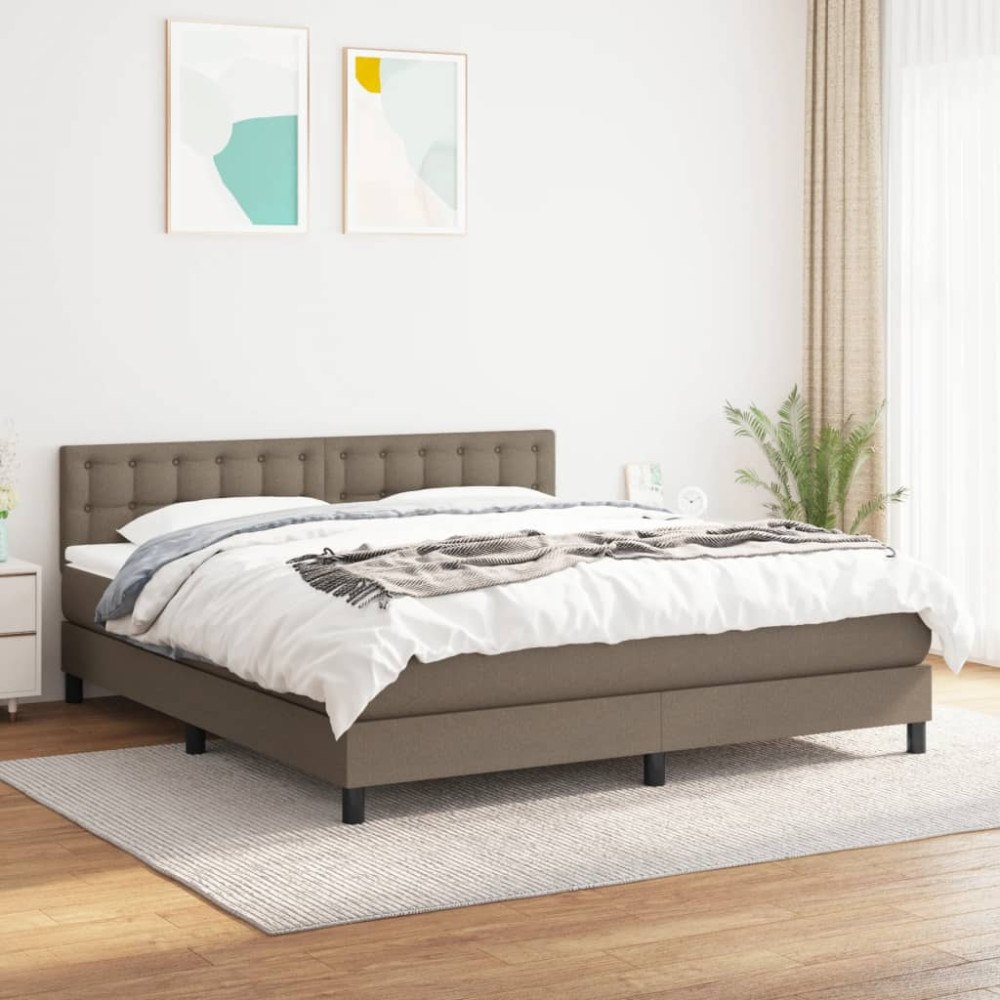 vidaXL Ramsäng med madrass taupe 180x200 cm tyg