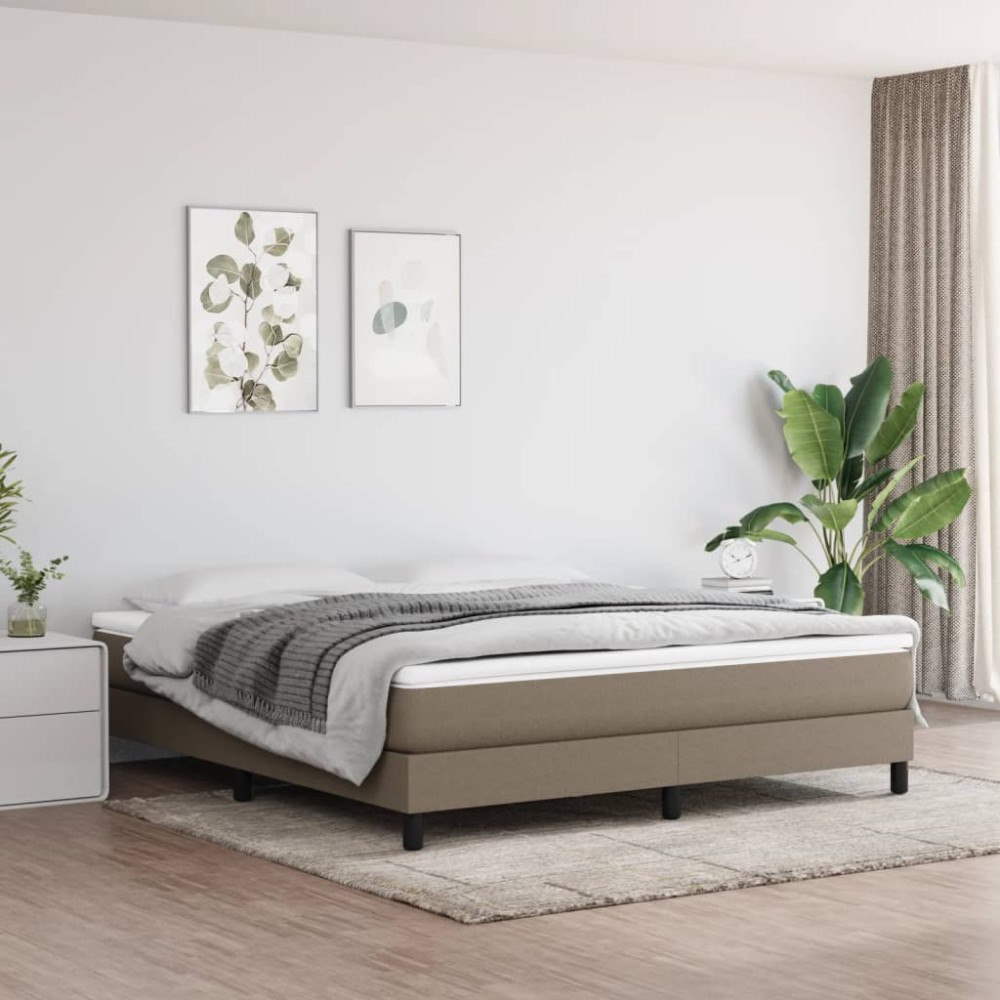 vidaXL Ramsäng med madrass taupe 180x200 cm tyg