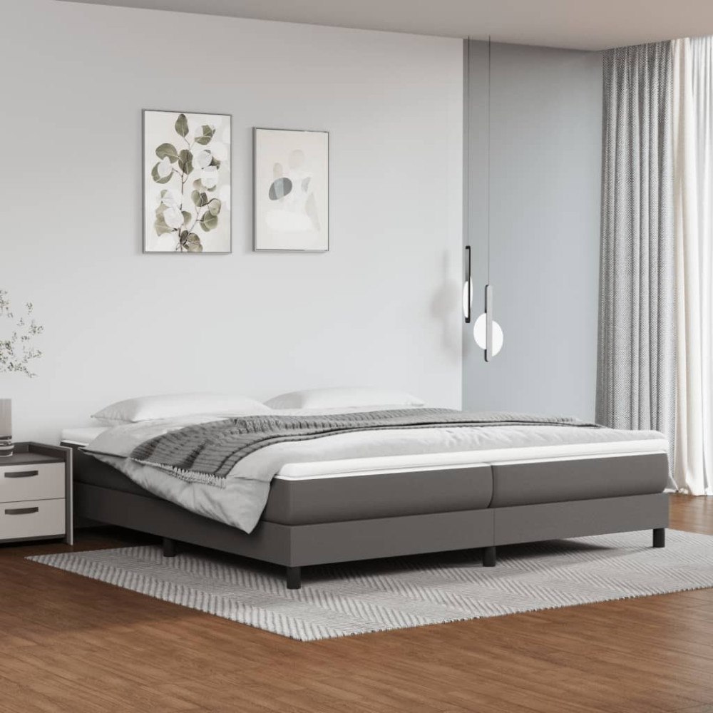 vidaXL Boxspring-sängram grå 200x200 cm konstläder