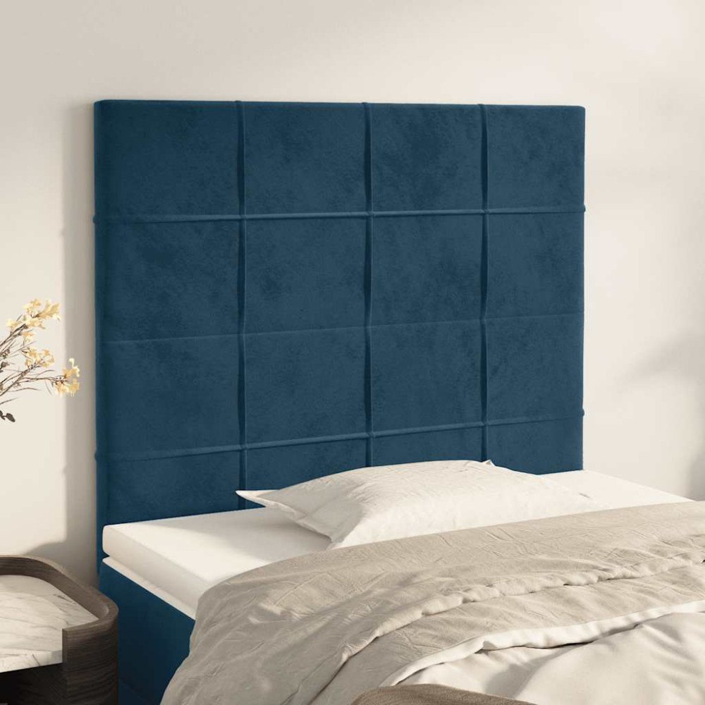 vidaXL Sänggavel mörkblå 100x5x118/128 cm sammet