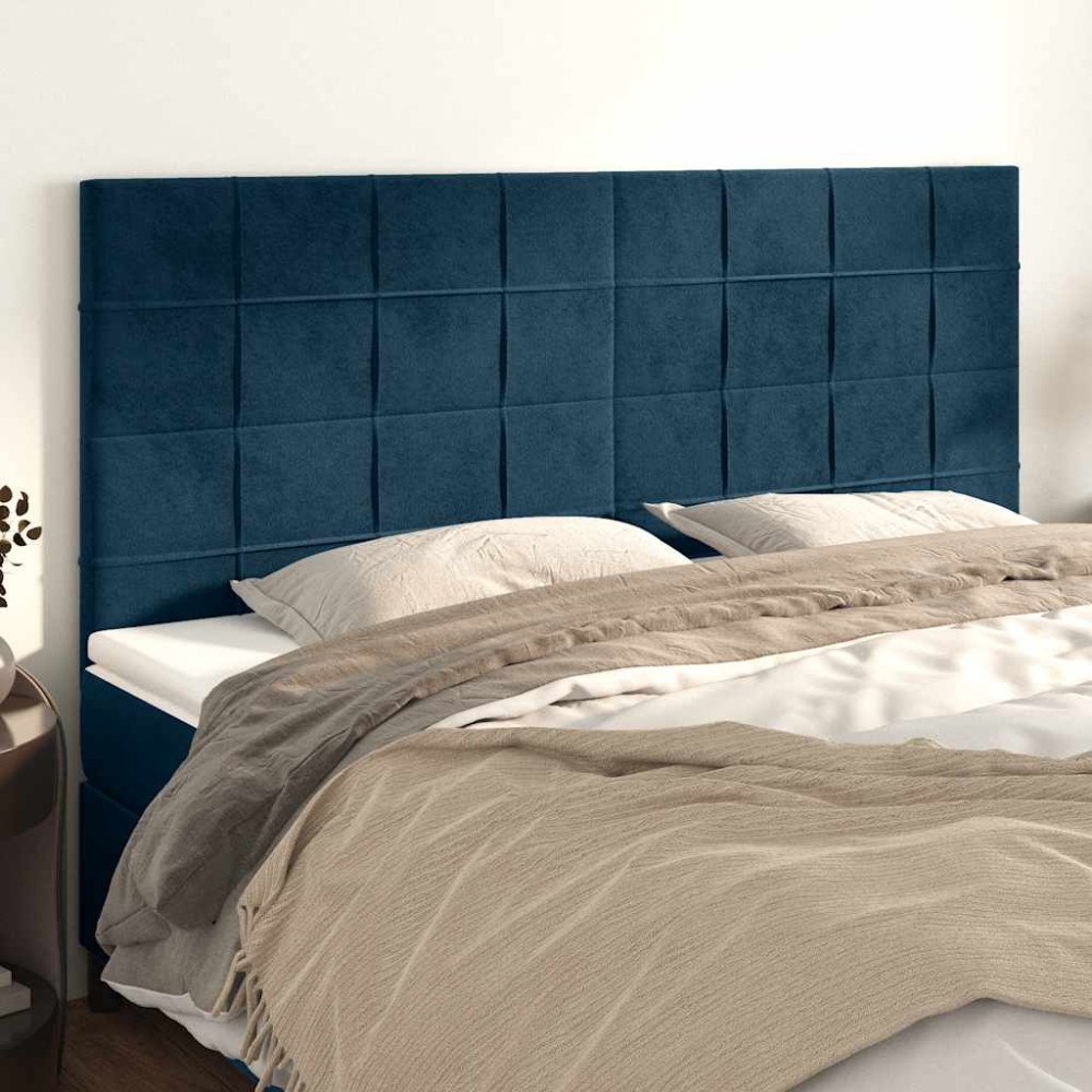 vidaXL Sänggavel mörkblå 200x5x118/128 cm sammet