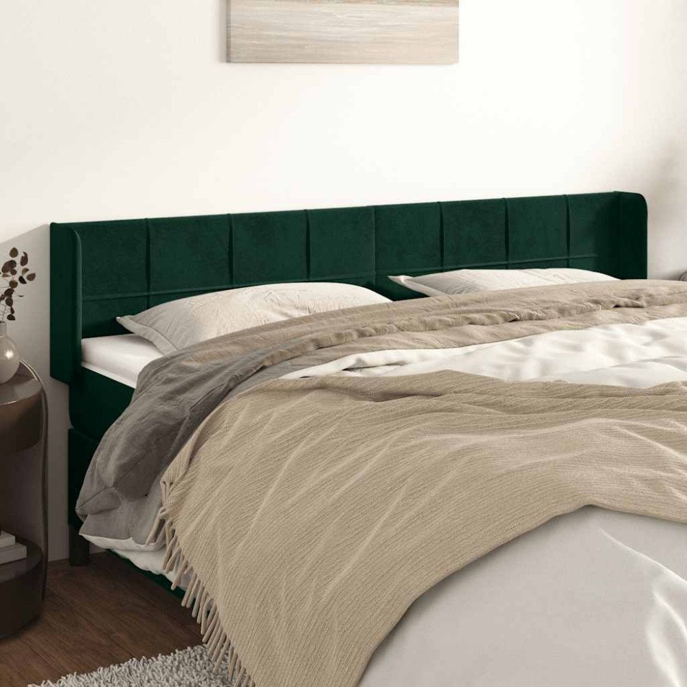vidaXL Sänggavel med kanter mörkgrön 203x16x78/88 cm sammet