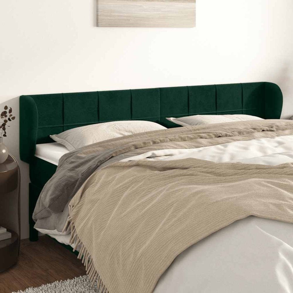 vidaXL Sänggavel med kanter mörkgrön 203x23x78/88 cm sammet