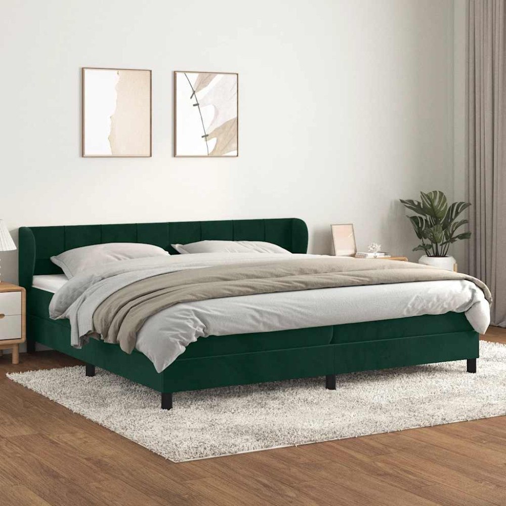 vidaXL Ramsäng med madrass mörkgrön 200x200 cm sammet