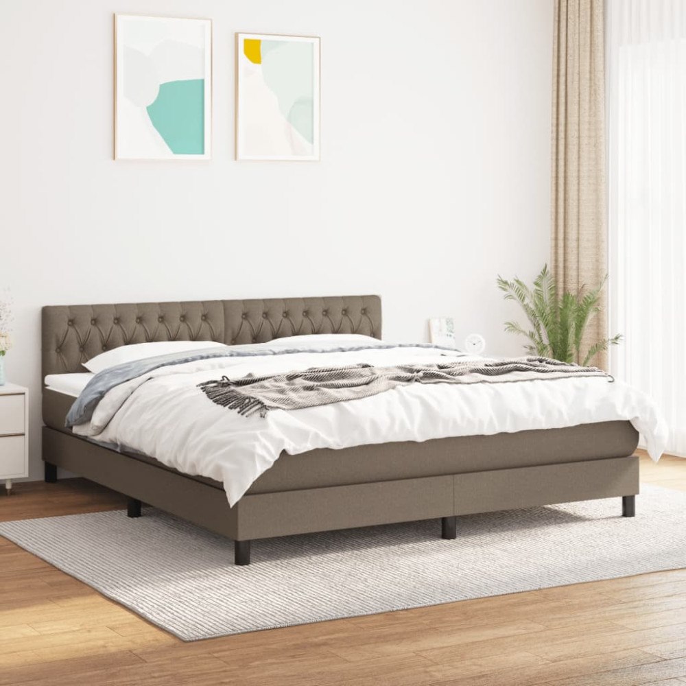 vidaXL Ramsäng med madrass taupe 180x200 cm tyg