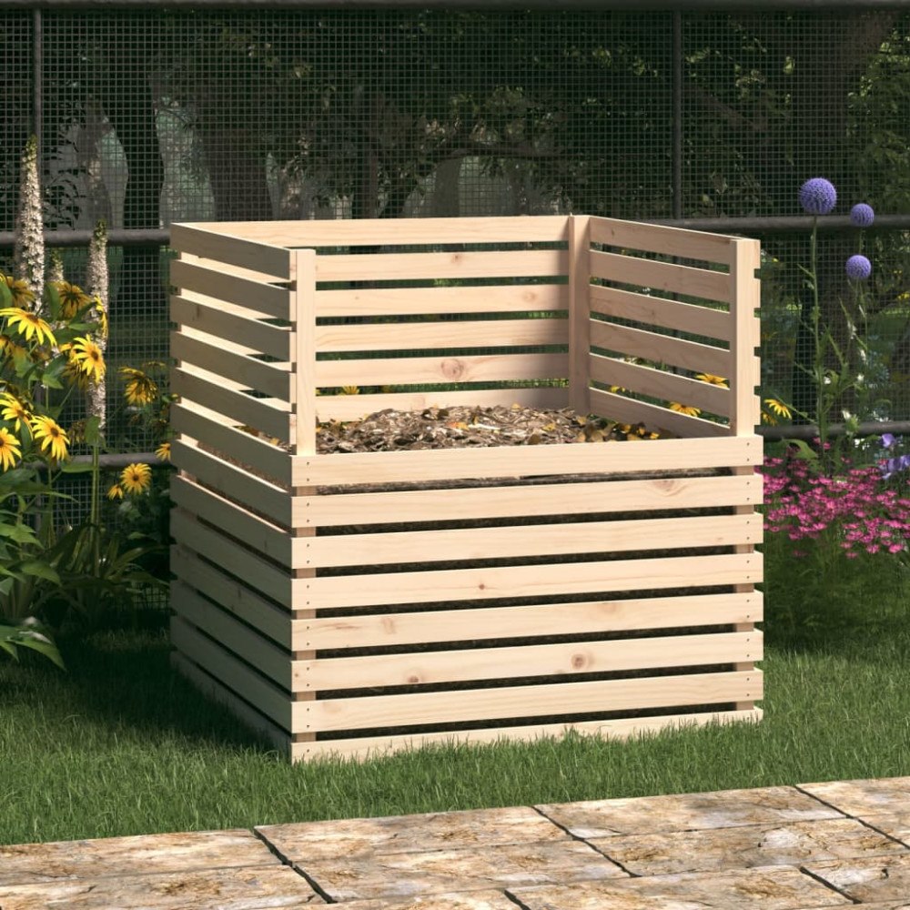 vidaXL Kompostlåda 100x100x102 cm massiv furu