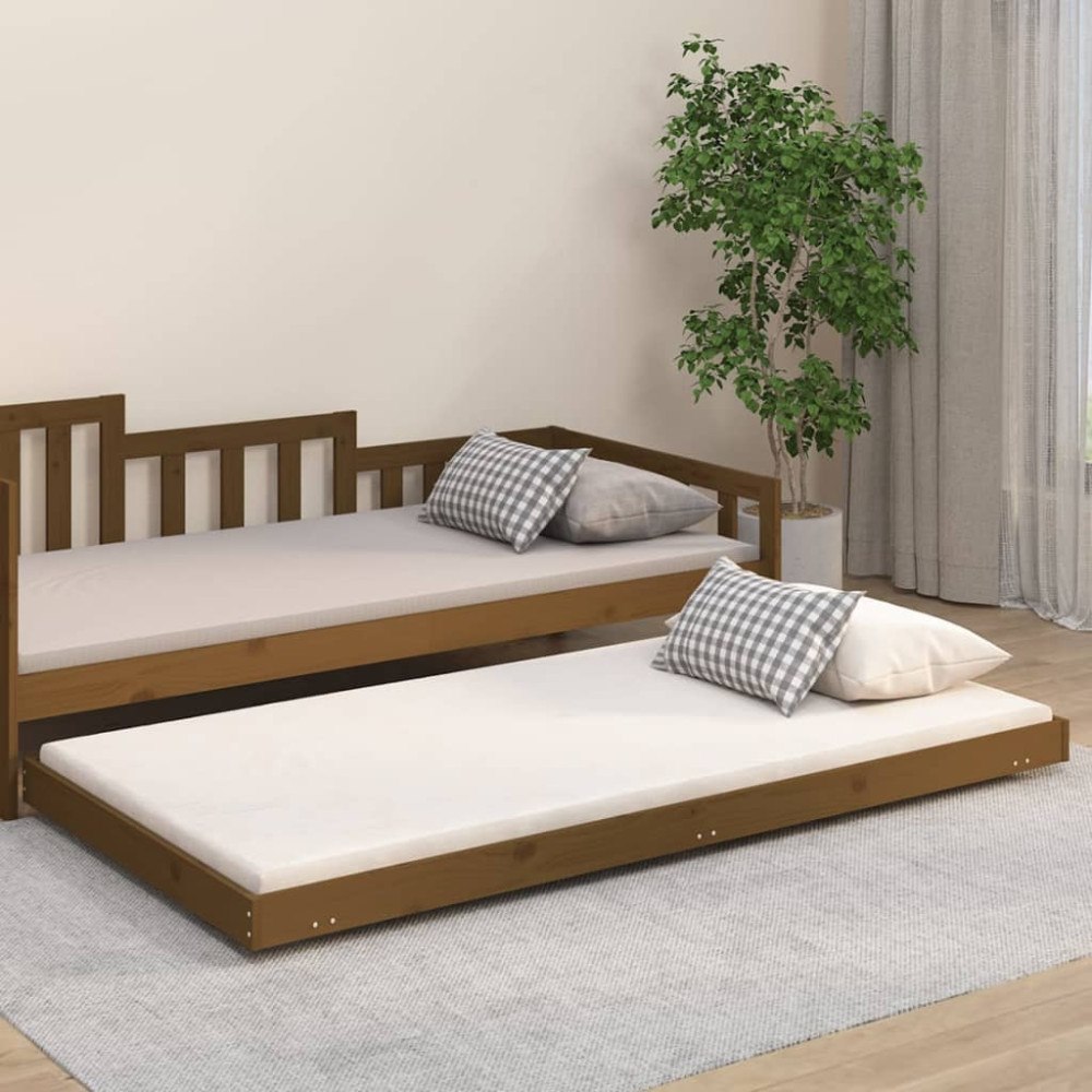 vidaXL Sängram honungsbrun 100x200 cm massiv furu