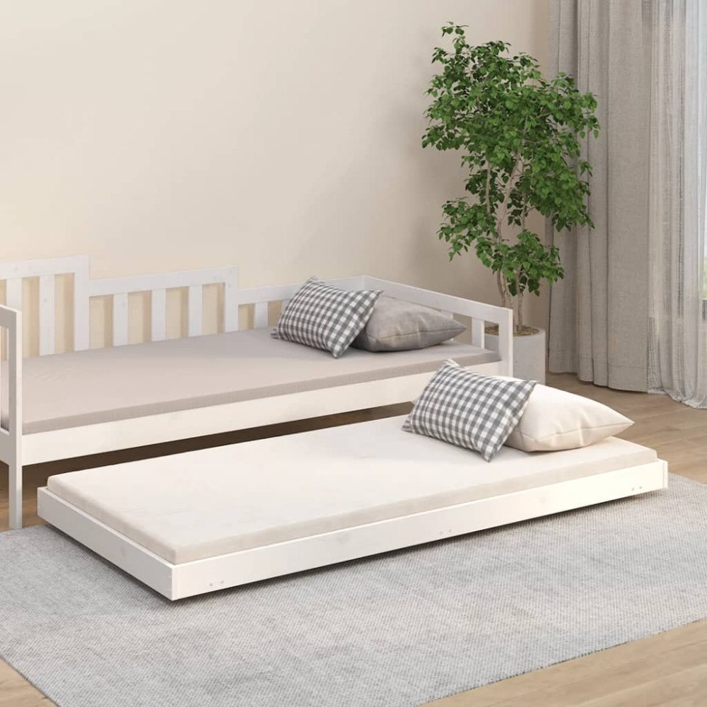 vidaXL Sängram utan madrass vit 75x190 cm massiv furu