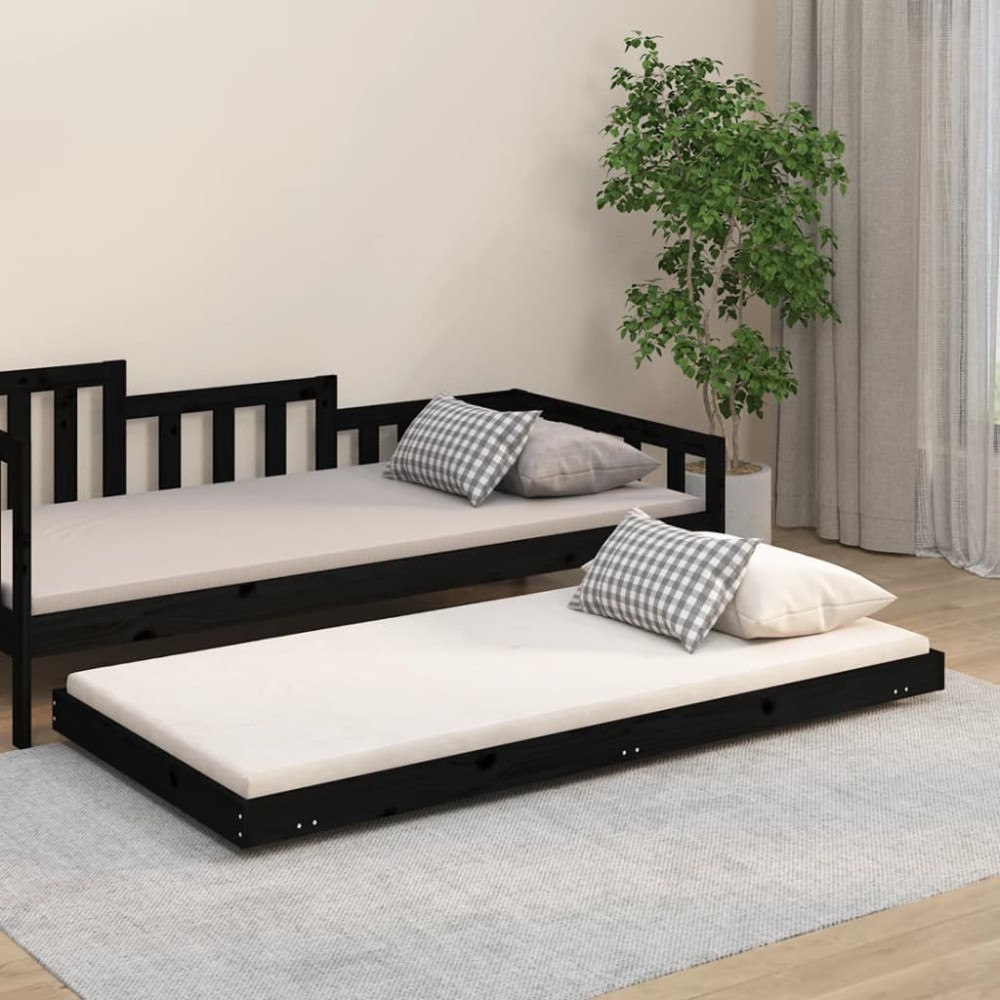 vidaXL Dagbädd svart 75x190 cm massivt furu