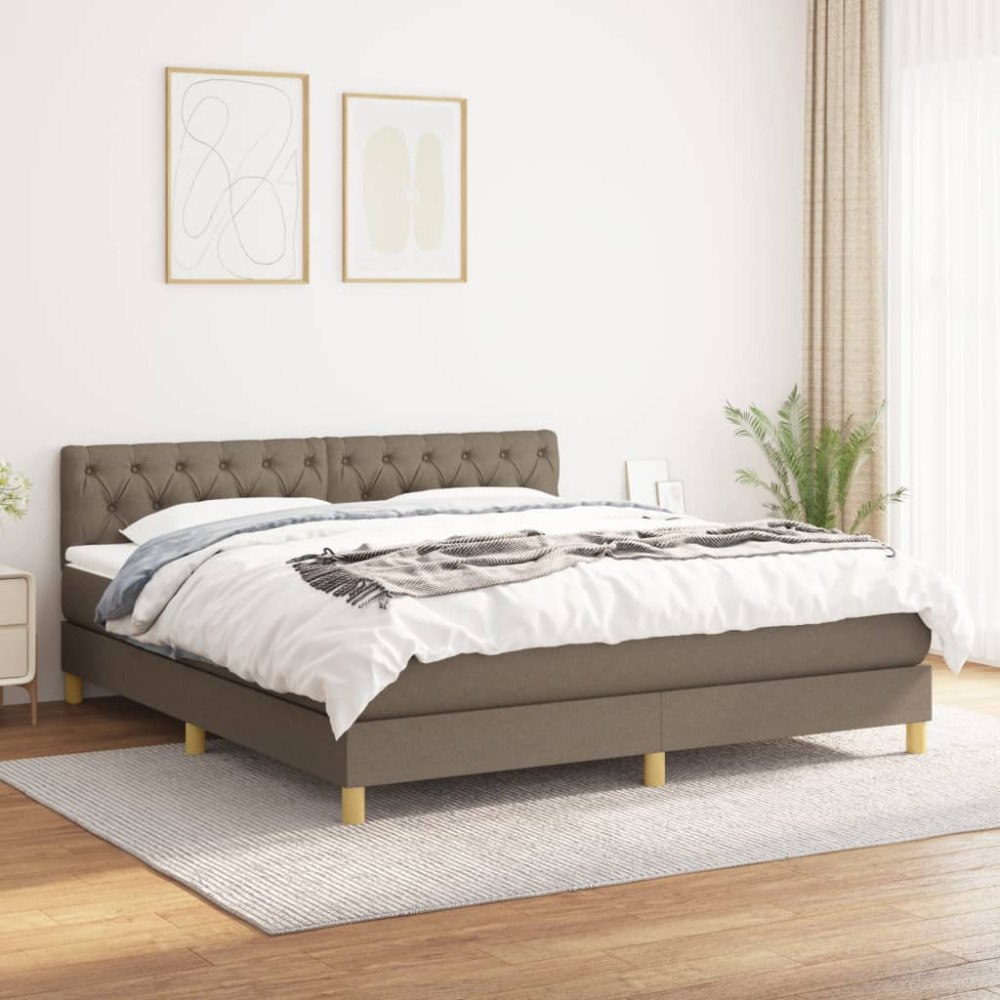 vidaXL Ramsäng med madrass taupe 160x200 cm tyg