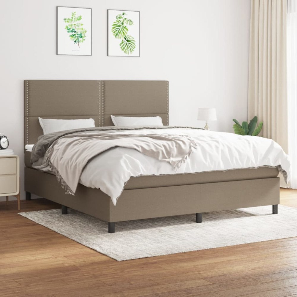 vidaXL Ramsäng med madrass taupe 180x200 cm tyg