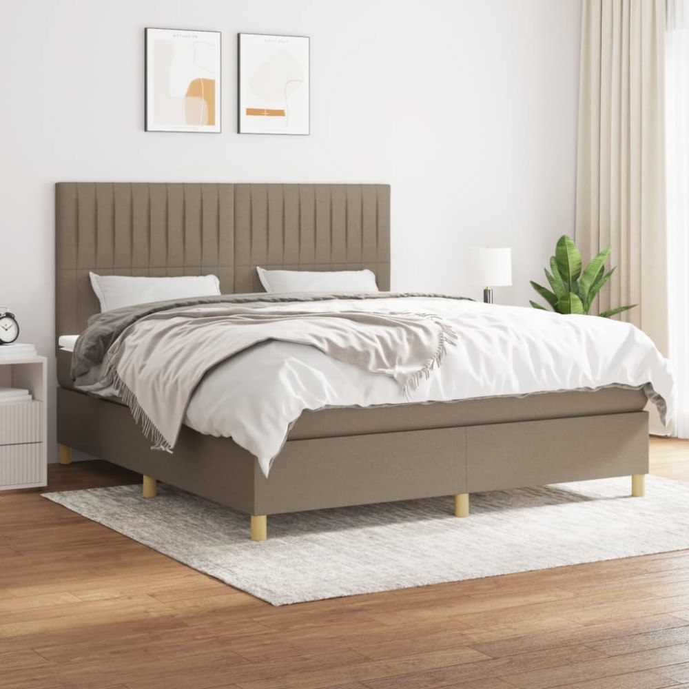 vidaXL Ramsäng med madrass taupe 160x200 cm tyg