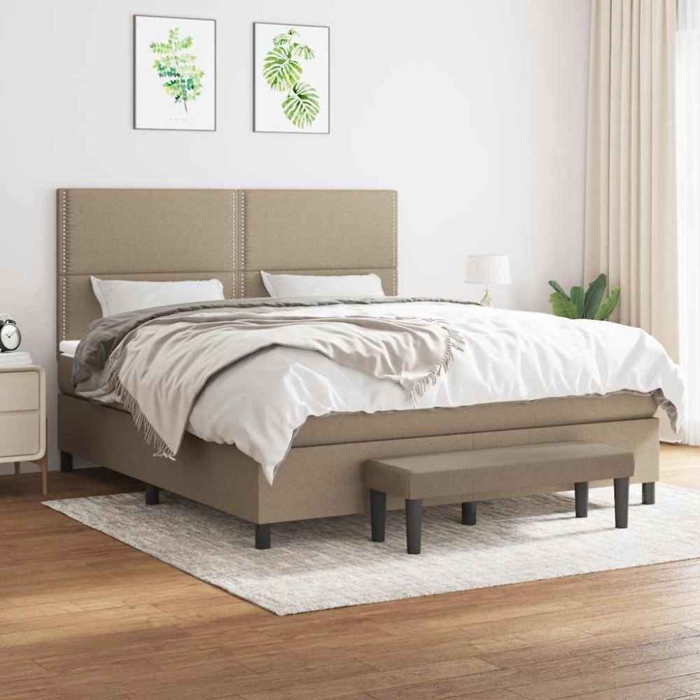 vidaXL Ramsäng med madrass taupe 180x200 cm tyg