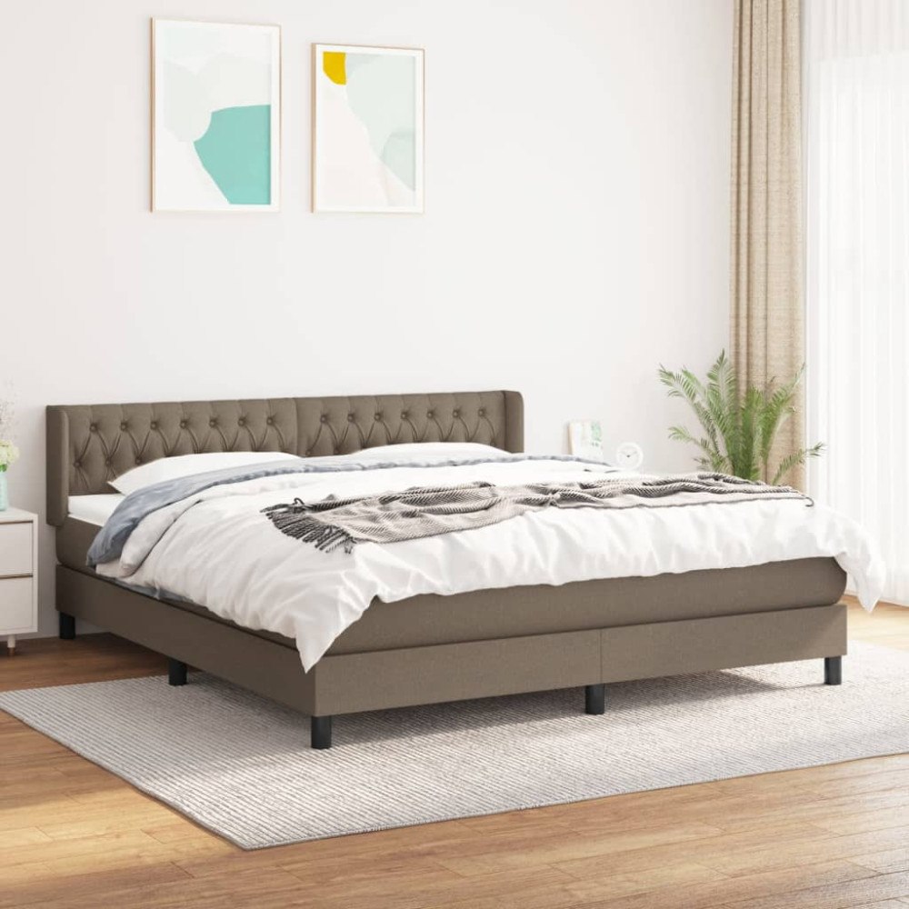 vidaXL Ramsäng med madrass taupe 180x200 cm tyg