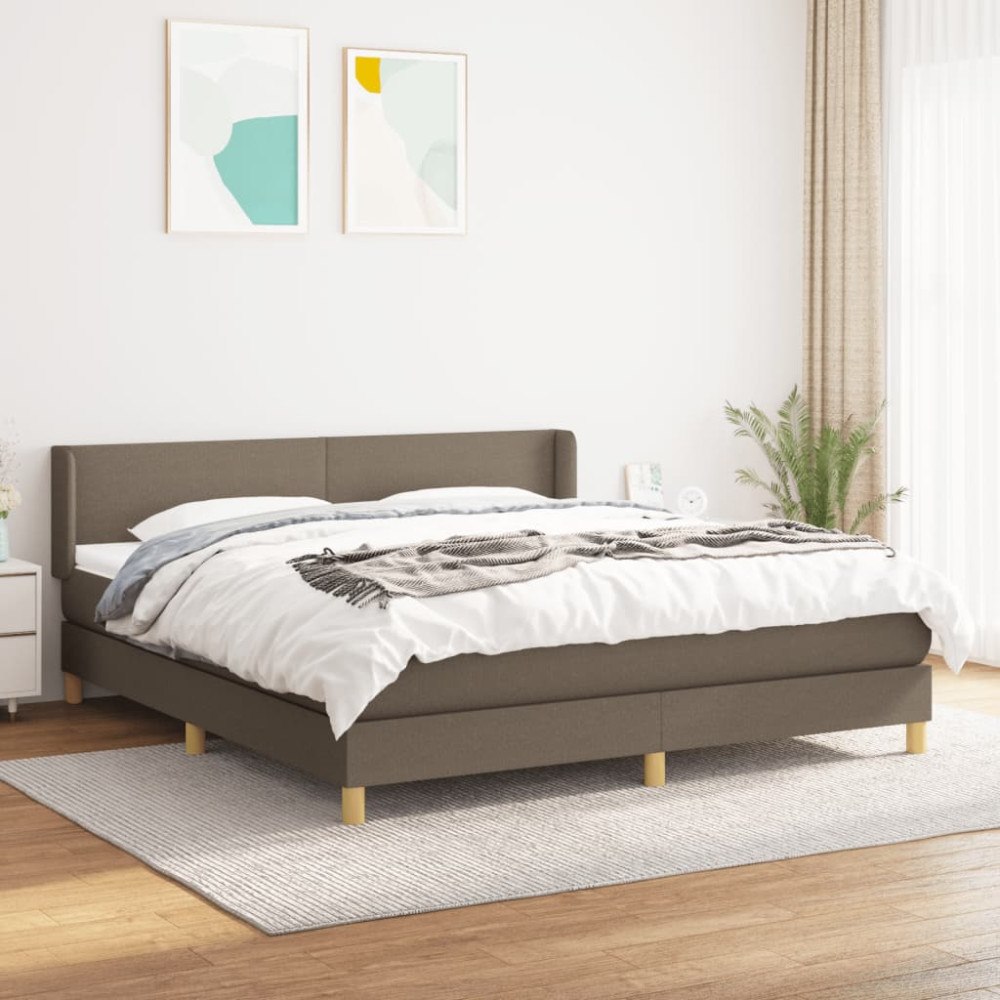 vidaXL Ramsäng med madrass taupe 160x200 cm tyg