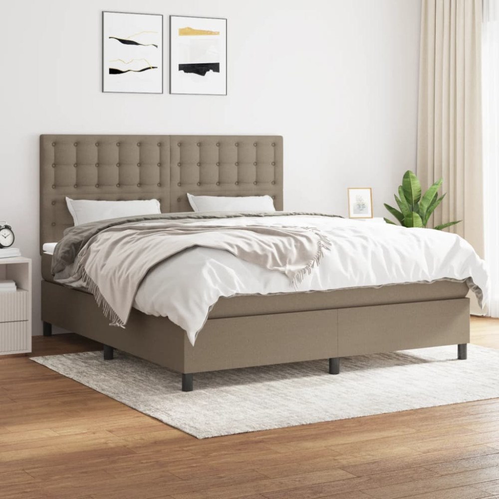 vidaXL Ramsäng med madrass taupe 180x200 cm tyg